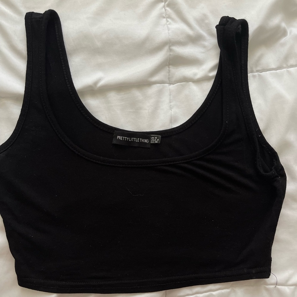 Pretty Little Thing plain black crop tank